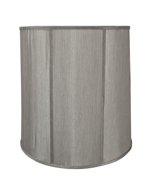 # 35007  Transitional Drum (Cylinder) Shape Spider Construction Lamp Shade, Silver Grey Faux Silk Fabric, 18