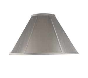 # 35009  Transitional Hexagon Bell Shape Spider Construction Lamp Shade, Light Grey Faux Silk Fabric, 15" wide (5" x 15" x 10")