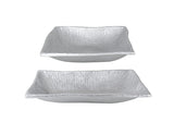# 80006, Nickel Rectangle Tray, Cast Aluminum Serving Platter For Home Decor, Party, Food, Candy, Fruit, Large: 11-3/4"L x 13"W x 3"H, Small: 8-1/4"L x 10-3/4"W x 2-1/4"H, Set of 2