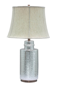 # 40001, 28 1/2" High Transitional Ceramic Table Lamp, Chrome with Antique Copper Base and Bell Shaped Lamp Shade in Off White, 17" Wide