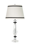 # 40005, 29 1/2" High Transitional Crystal Glass Table Lamp, Chrome Finish with Crystal and Hardback Empire Shaped Lamp Shade in Off White, 15" Wide