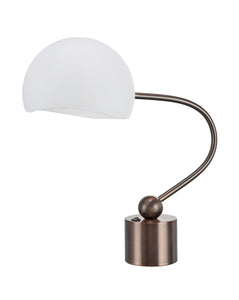 # 40007, 21" High Transitional Metal Desk Lamp, Antique Copper Finish with Frosted Glass Lamp Shade, 10" wide