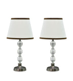 # 40009 Two Pack, 17 1/2" High Transitional Crystal Glass Table Lamp, Pewter Finish, White Hardback Empire Shade, 9" Wide