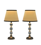 # 40009 Two Pack, 17 1/2" High Transitional Crystal Glass Table Lamp, Pewter Finish, White Hardback Empire Shade, 9" Wide