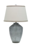 # 40017, 25" High Modern Glass Table Lamp, Smoke Colored Finish with Empire Shaped Lamp Shade in Off White, 16" Wide