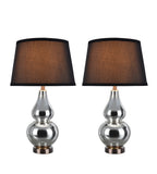 # 40022 Two Pack 26" H Modern Glass Table Lamp, Mercury, Antique Copper Base, Black Hardback Empire Shade, 15" W