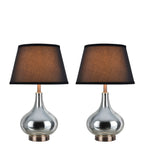 # 40028 2 Pack 23" H Modern Glass Table Lamp, Mercury, Antique Copper Base, Black Hardback Empire Shaped Shade, 14 1/2" W