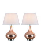 # 40032 2 Pack 23" H Modern Glass Table Lamp, Red Copper,Chrome Base, White Hardback Empire Shaped Shade, 14 1/2" W