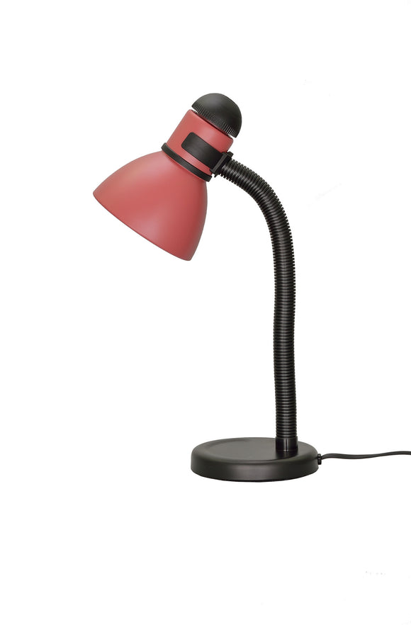 # 40039-2, One-Light High Desk Lamp with Metal Lamp Shade and Rotary Switch, Modern Design in Black & Burgundy, 19