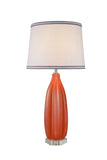 # 40046-1, 32 1/2" High Traditional Ceramic Table Lamp, Tangerine with Crystal Base and Empire Shaped Lamp Shade in White, 16" Wide