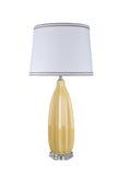 # 40046-2, 32 1/2" High Traditional Ceramic Table Lamp, Daffodil Yellow with Crystal Base and Empire Shaped Lamp Shade in White, 16" Wide