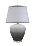 # 40048, 24" High Traditional Ceramic Table Lamp, Ombre Black with Crystal Base and Empire Shaped Lamp Shade in White, 16" Wide