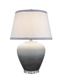 # 40048, 24" High Traditional Ceramic Table Lamp, Ombre Black with Crystal Base and Empire Shaped Lamp Shade in White, 16" Wide