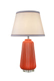 # 40050, 28" High Traditional Ceramic Table Lamp, Tangerine with Crystal Base and Empire Shaped Lamp Shade in White, 16" Wide