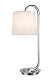 # 40054 25 1/2" High Modern Metal Desk Lamp in Polished Nickel Finish with an Off White Linen Fabric Lamp Shade, 9 1/2" W