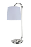 # 40054 25 1/2" High Modern Metal Desk Lamp in Polished Nickel Finish with an Off White Linen Fabric Lamp Shade, 9 1/2" W