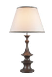 # 40059, 29 1/2" High Transitional Table Lamp, Brown Finish and Empire Shaped Lamp Shade in Off White, 16" Wide