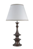 # 40059, 29 1/2" High Transitional Table Lamp, Brown Finish and Empire Shaped Lamp Shade in Off White, 16" Wide