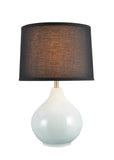 # 40062-2, 21" High Traditional Ceramic Table Lamp, Pale Sea Green Finish with Hardback Empire Shaped Lamp Shade in Black, 13" Wide