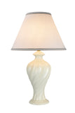 # 40065, 29 1/2" High, Traditional Ceramic Table Lamp, Off-White with Hardback Empire Shaped Lamp Shade in Off-White, 18" Wide