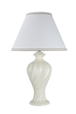 # 40065, 29 1/2" High, Traditional Ceramic Table Lamp, Off-White with Hardback Empire Shaped Lamp Shade in Off-White, 18" Wide