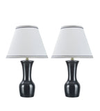 # 40066-3 Two Pack 20" High, Traditional Ceramic Table Lamp, Dark Grey with Hardback Empire Shaped Lamp Shade in Off-White, 12 1/2" W