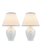 # 40069-1 Two Pack 17" High, Traditional Ceramic Table Lamp, White with Off-White Hardback Empire Shaped Shade, 11 1/2" W