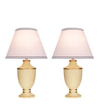 # 40072 Two Pack Set 22" High Traditional Ceramic Table Lamp, Beige with Hardback Empire Shaped Lamp Shade in Off White, 14" W