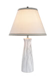 # 40077, 24" High, Traditional Ceramic Table Lamp, Marble with Hardback Empire Shaped Lamp Shade in Off-White, 14" Wide