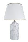 # 40079, 26" High, Traditional Ceramic Table Lamp, Marble with Hardback Empire Shaped Lamp Shade in Off-White, 15 1/2" Wide