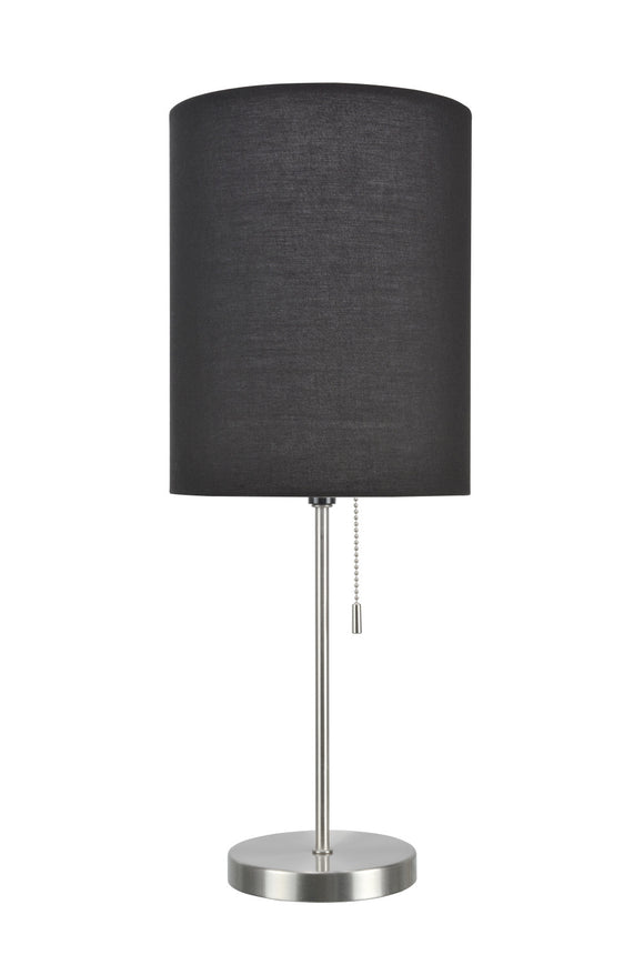 # 40083-3 One Pack Set - 1 Light Candlestick Table Lamp, Contemporary Design, Satin Nickel Finish with Black Shade, 19 1/2