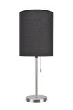 # 40083-3 One Pack Set - 1 Light Candlestick Table Lamp, Contemporary Design, Satin Nickel Finish with Black Shade, 19 1/2" High