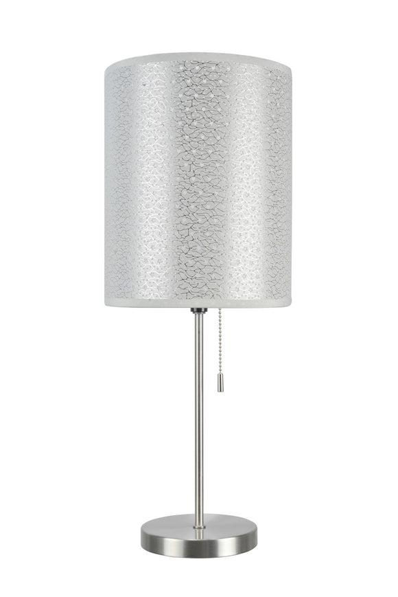 # 40083-8 One Pack Set - 1 Light Candlestick Table Lamp, Contemporary Design in Satin Nickel with Silver Shade, 19 1/2