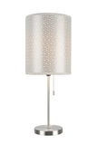 # 40083-8 One Pack Set - 1 Light Candlestick Table Lamp, Contemporary Design in Satin Nickel with Silver Shade, 19 1/2" High