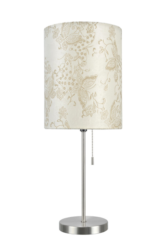 # 40083-9 One Pack Set - 1 Light Candlestick Table Lamp, Contemporary Design, Satin Nickel, Ivory Butterfly Shade, 19 1/2