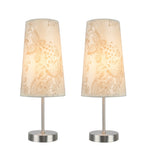 # 40084-9 2-Pack Set - 1 Light Candlestick Table Lamp, Contemporary Design, Satin Nickel, Ivory Butterfly Shade, 14 1/4" High