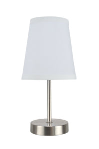 # 40085-1 One Pack Set - 1 Light Candlestick Table Lamp, Contemporary Design in Satin Nickel Finish with White Shade, 10" High