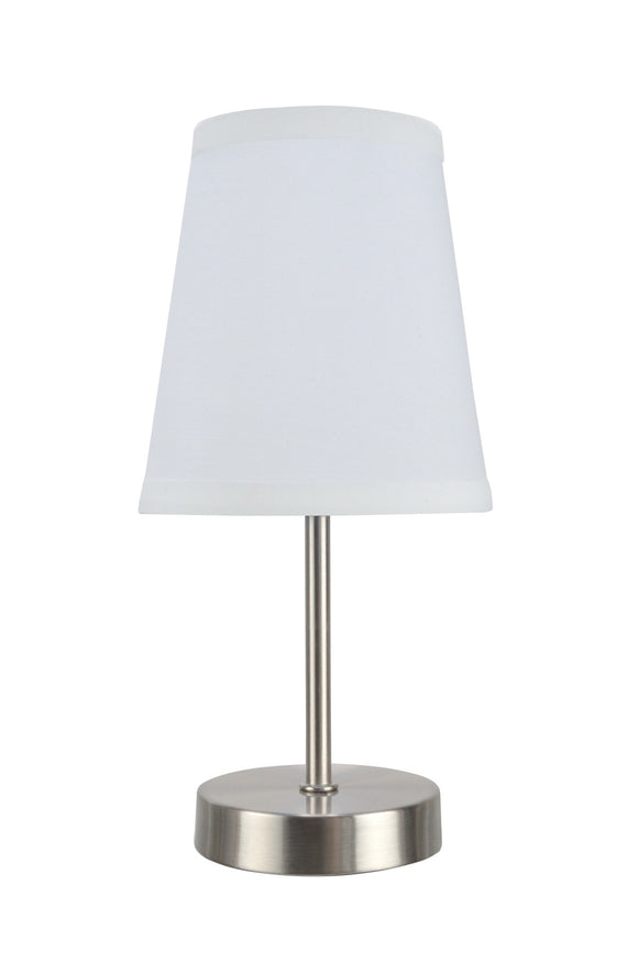 # 40085-1 One Pack Set - 1 Light Candlestick Table Lamp, Contemporary Design in Satin Nickel Finish with White Shade, 10