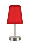 # 40085-2 One Pack Set - 1 Light Candlestick Table Lamp, Contemporary Design in Satin Nickel Finish with Red Shade, 10" High
