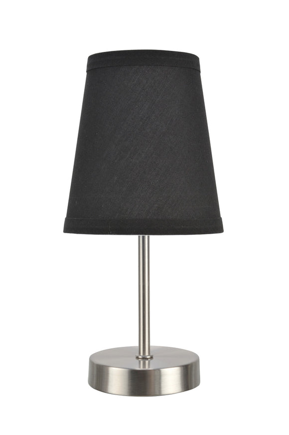 # 40085-3 One Pack Set - 1 Light Candlestick Table Lamp, Contemporary Design in Satin Nickel Finish with Black Shade, 10