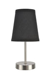 # 40085-3 One Pack Set - 1 Light Candlestick Table Lamp, Contemporary Design in Satin Nickel Finish with Black Shade, 10" High
