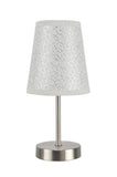 # 40085-8 One Pack Set - 1 Light Candlestick Table Lamp, Contemporary Design, Satin Nickel with Silver Design Shade, 10" High