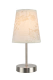 # 40085-9 One Pack Set - 1 Light Candlestick Table Lamp, Contemporary Design, Satin Nickel, Ivory Butterfly Design Shade, 10" H