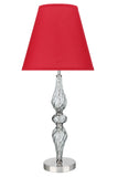 # 40087-2 29" High Transitional Metal & Glass Table Lamp, Smoke Color Glass with Red Hardback Empire Shaped Lamp Shade, 13" W