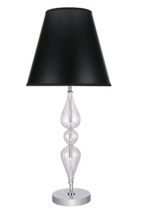 # 40088-1 29" High Transitional Metal & Glass Table Lamp, Clear Colored Glass with Empire Shaped Lamp Shade in Black, 13" W