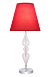 # 40088-2 29" High Transitional Metal & Glass Table Lamp, Clear Colored Glass with Red Hardback Empire Shaped Lamp Shade, 13" W