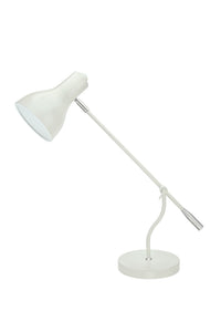 # 40099-1, 22 1/2" High Modern Metal Desk Lamp, Milky Ivory Finish with Metal Lamp Shade, 26 1/4" wide