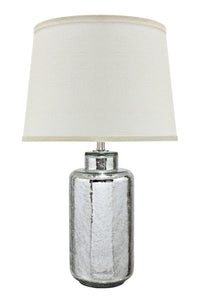 # 40110, 23" High Transitional Glass Table Lamp, Antique Crackle Mercury and Empire Shaped Lamp Shade in Off White, 14" Wide