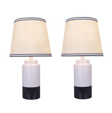 # 40114-32, Two Pack Set - 18 1/2" High Traditional Ceramic Table Lamp, Off White & Black and Empire Shaped Lamp Shade in Off White, 10" Wide