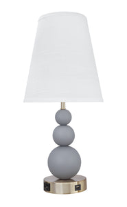 # 40128, 24 3/4" High Transitional Metal Table Lamp, Iron Grey Finish with Empire Lamp Shade in White, 11" wide